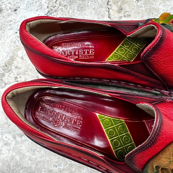 Spring Step L’artiste Loafer Womens ReddishLeather Floral Emilia EU 39/US 8.5 - Picture 6 of 11